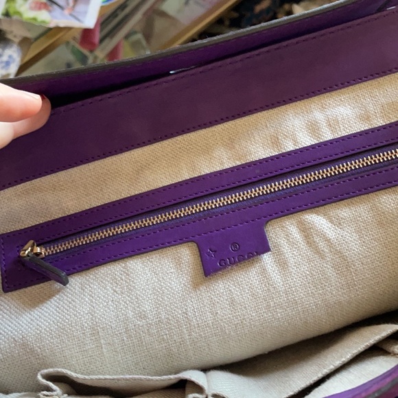 Violet purple leather gucci handmade top handle bag $3600 retail authentic - Picture 15 of 17